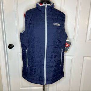 Lauren James Co Preptec Quilted Ellison Vest Navy Blue Gray Womens XL - NWT